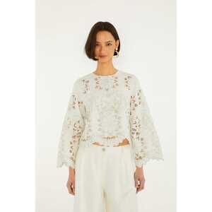 Off-White Flowers Richelieu Long Sleeve Blouse
